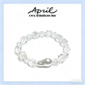 Clear Rose Crystal & Baroque Pearl Stretch Bracelet