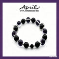 Black Glass Crystal Beaded Bracelet with Silver Accents