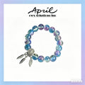 Blue Purple Gradient Crackle Beaded Bracelet with Dreamcatcher Feather Charm