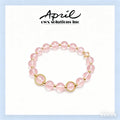 Pink & Yellow Glass Crystal Beaded Bracelet with Gold Tone Metal Beads