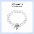 Clear Glass Crystal Beaded Stretch Bracelet with Silver Dreamcatcher Feather Charm