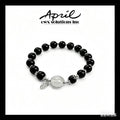 Black & Clear Glass Crystal Good-Luck Charm Bracelet