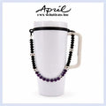 Black Glass Crystal Beaded Tumbler Handle Strap Short