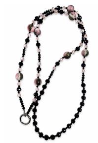 Black Pink Gradient Glitter Dual Strand Crossbody Long Phone Strap