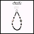 Black Pink Gradient Dual Strand Beaded Phone Charm Short