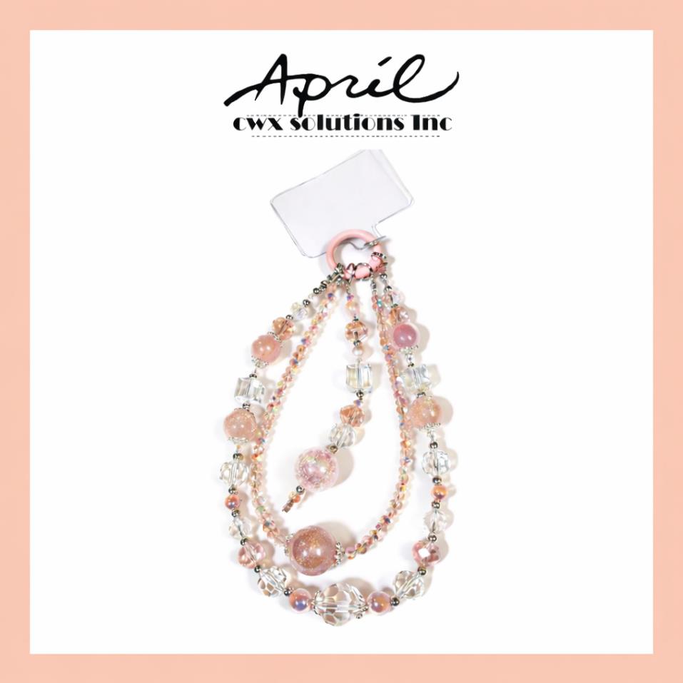 Pink Crystal Clear Glitter Beaded Phone Charm