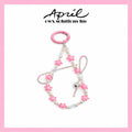 Pink Star Pearl Beaded Phone Charm with Bow Detail