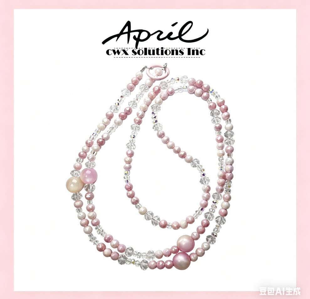 Blush Pink Pearl Crystal Long Crossbody Phone Strap