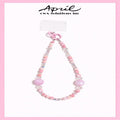 Blush Pink Faceted Beaded Phone Charm with Iridescent Accents