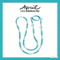 Aqua Blue Crystal Beaded Crossbody Lanyard with Paw Long