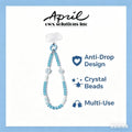 Aqua Blue Crystal Beaded Short Handle Strap with Paw