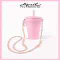 Pink Glass Crystal Beaded Crossbody Lanyard with Pink Silicone Ring