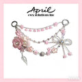 Pink Floral Multi-Layer Phone Strap with Bow & Crystal Accents