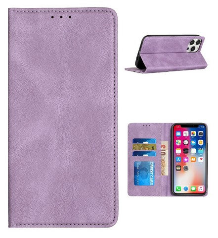 Compatible with iPhone 16 Plus 6.7 Premium Vegan Leather Magnetic Closure Wallet Purple(Premium Package)