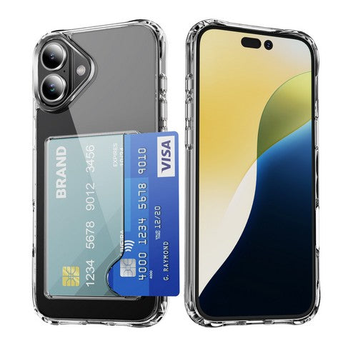 Compatible with iPhone 16 Plus 6.7 Premium Acrylic Tpu Case w/2 Card Slot Clear(Premium Package)