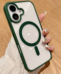 Compatible with iPhone 16 Plus 6.7 Hybrid Clear Case w/ Magnetic Ring Green Edge(Premium Package)