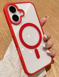 Compatible with iPhone 16 Plus 6.7 Hybrid Clear Case w/ Magnetic Ring Red Edge(Premium Package)