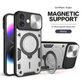 Compatible with iPhone 16 Plus 6.7 Twisting Magnetic Ring Stand Case w/Camera cover Silver(Premium Package)