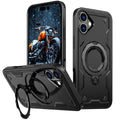 Compatible with iPhone 16 Plus 6.7 Hybrid Case w/Large Twisting Magnetic Ring Stand Black(Premium Package)