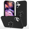 Compatible with iPhone 16 Plus 6.7 Oil Painted Case w/Flat Magnetic Ring Stand Black (Premium Package)