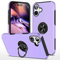 Compatible with iPhone 16 Plus 6.7 Oil Painted Case w/Flat Magnetic Ring Stand Purple (Premium Package)