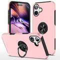 Compatible with iPhone 16 Plus 6.7 Oil Painted Case w/Flat Magnetic Ring Stand Pink (Premium Package)