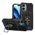 Compatible with iPhone 16 Plus 6.7 Magnetic Kickstand W/ Sliding Camera Cover Card Slot(Premium Package)
