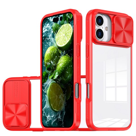 Compatible with iPhone 16 Plus 6.7 Premium Hybrid Case w/Camera Cover Red(Premium Package)