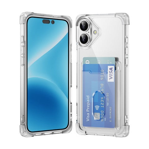 Compatible with iPhone 16 Plus 6.7 Corner Bumper Case w/Card Slot Clear(Premium Package)