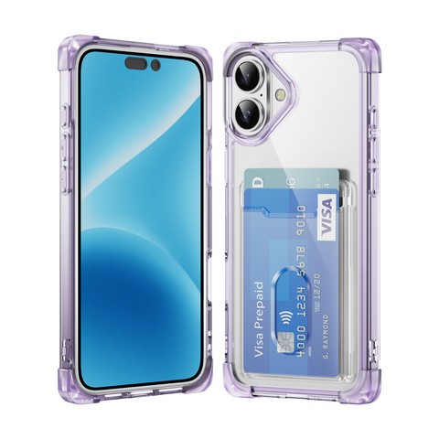 Compatible with iPhone 16 Plus 6.7 Corner Bumper Case w/Card Slot Purple(Premium Package)