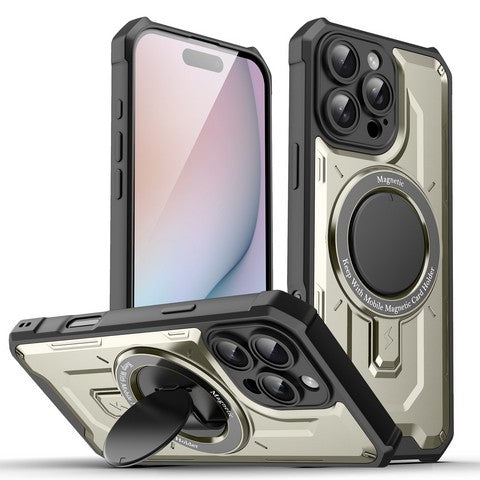 Compatible with iPhone 16 Plus 6.7 Tuff Case Magnetic Ring w/ Folding Stand Holder Gray(Premium Package)