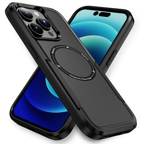 Compatible with iPhone 16 Plus 6.7 Hybrid Dual Layer Case w/Magnetic Ring Black(Premium Package)