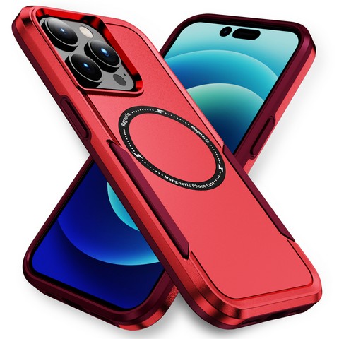 Compatible with iPhone 16 Plus 6.7 Hybrid Dual Layer Case w/Magnetic Ring Red(Premium Package)