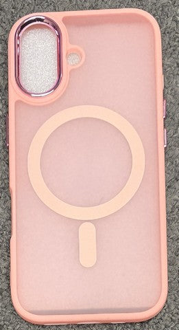 Compatible with iPhone 16 Plus 6.7 Translucent Case w/ Magnetic Ring Pink(Premium Package)