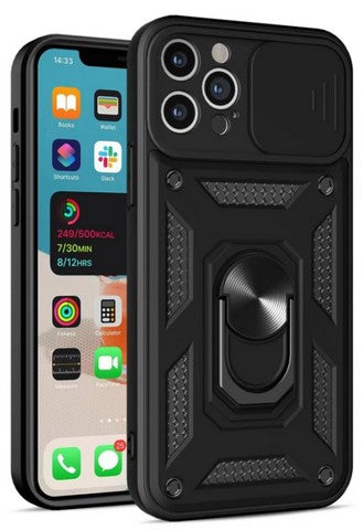 Compatible with iPhone 16 Plus 6.7 Heavy Duty Magnet Ring Stand w/ Sliding Camera Cover(Premium Package)